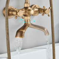 Robinet Baignoire Douche Laiton Antique, avec Douchette