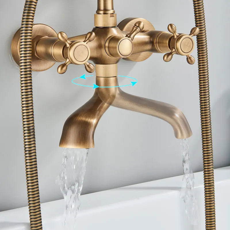 Robinet Baignoire Douche Laiton Antique, avec Douchette