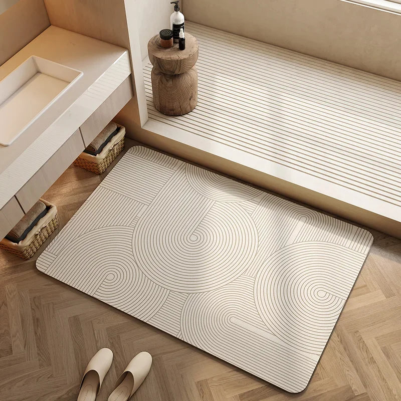 Tapis de Bain Diatomite Absorbant Antidérapant, 9 Modèles, Jusqu'à 160 x 230 cm