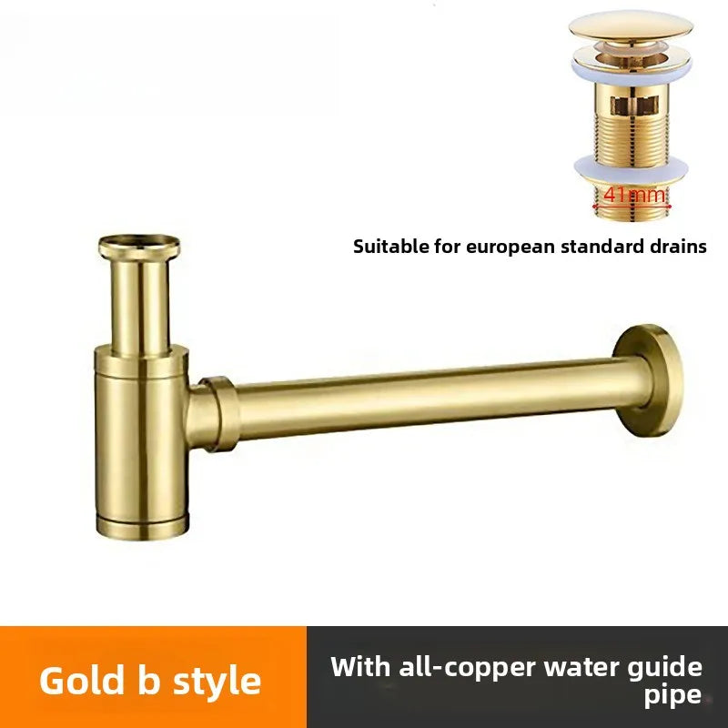Siphon Lavabo Rond Laiton 1 1/4, Kit avec ou sans Bonde