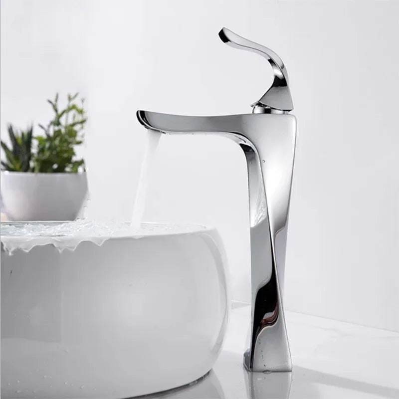 Mitigeur Lavabo Design Torsadé, Doré ou Chromé, Bas ou Haut