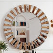 Miroir Mural Rond Effet Soleil Argent et Fauve 60 ou 80 cm