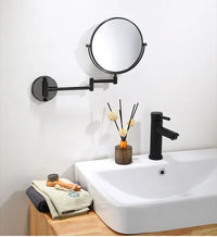 Miroir Grossissant Mural Noir Double Face Bras Extensible 20 cm