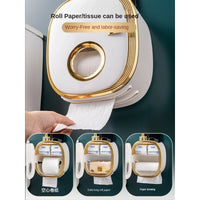 Porte-Papier Toilette Mural avec Tablette et Couvercle Sans Perçage