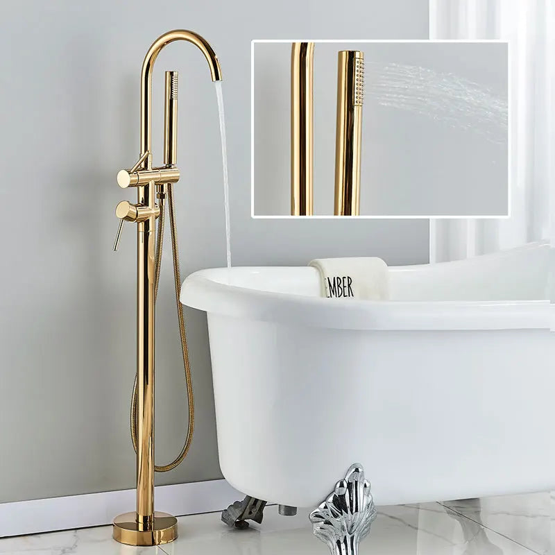 Robinet de Baignoire sur Pied Noir Mat Bec Pivotant
