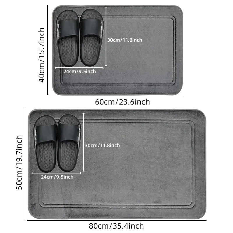 Tapis de Bain Antidérapant à Bordure en Relief, 11 Coloris, 2 Tailles