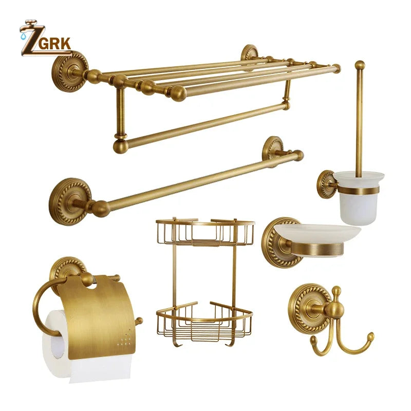 Accessoires Salle de Bain Laiton Antique Brossé à la Pièce, 20 Articles