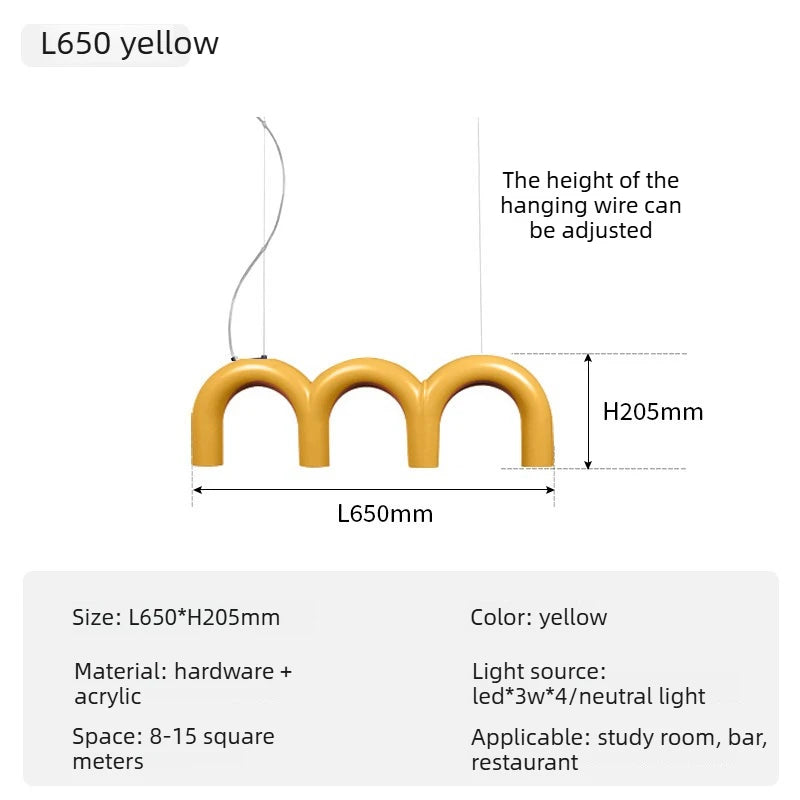 Suspension Cuisine LED Arches Colorées, 2 à 12 LED, 6 Coloris