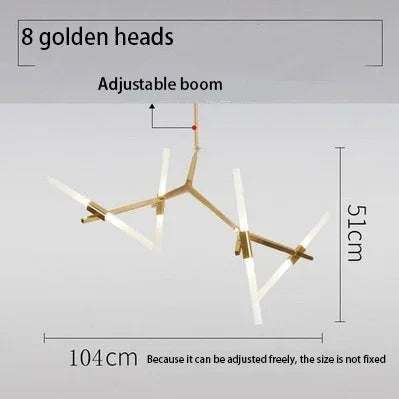 Suspension Cuisine Branches LED Doré ou Noir, 6 à 20 Lampes