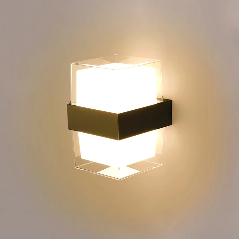 Applique Murale LED Abat-Jour Acrylique Carré ou Rond, 10 W, Noir