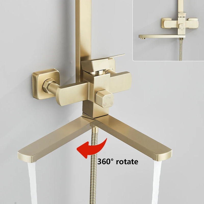 Colonne de Douche Pluie Dorée avec Robinet de Baignoire 25 cm