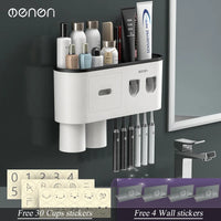 Porte-Brosse à Dents Mural Magnétique avec Distributeur de Dentifrice, 1 à 4 Gobelets