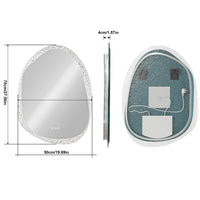 Miroir LED Salle de Bain Organique Anti-Buée Tactile Effet Pierre