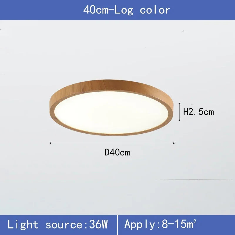 Plafonnier LED Rond Cuisine Effet Bois 30 ou 40 cm