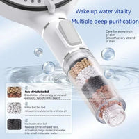 Pommeau de Douche Filtrant 5 Jets Stop Eau Haute Pression 12 cm