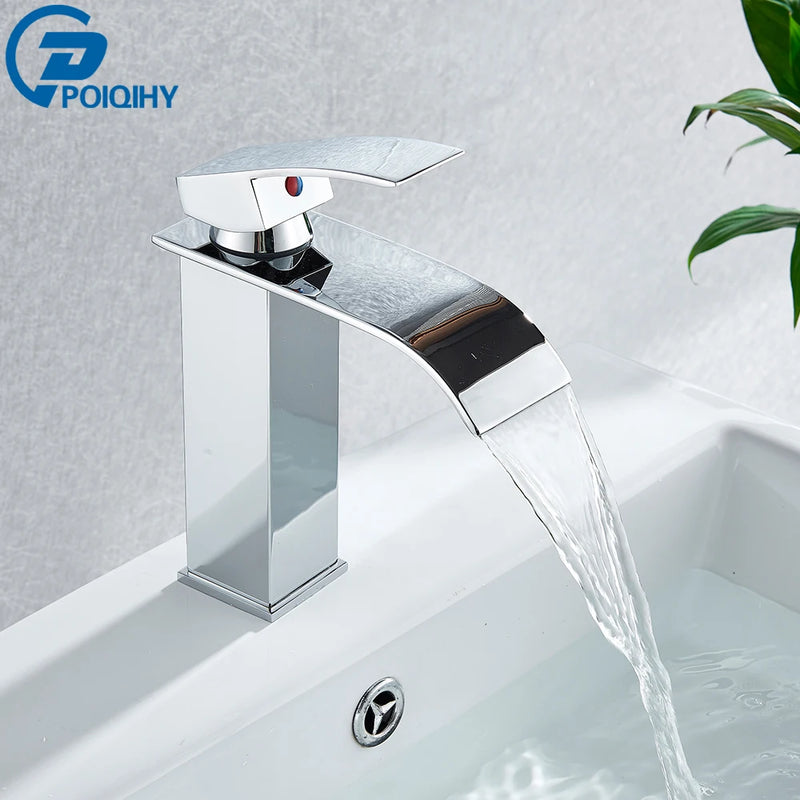 Mitigeur Lavabo Cascade Carré Noir Mat