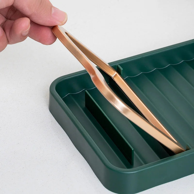 Repose-Ustensiles avec Support de Couvercle Pliable, Vert ou Gris, 18,2 cm