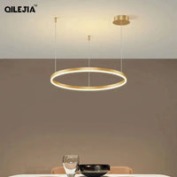 Suspension Cuisine Anneaux LED Design Moderne, Noir, Blanc ou Doré, 1 à 5 Anneaux