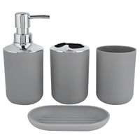 Set Accessoires Salle de Bain Blanc ou Gris, 4 Pièces avec Distributeur