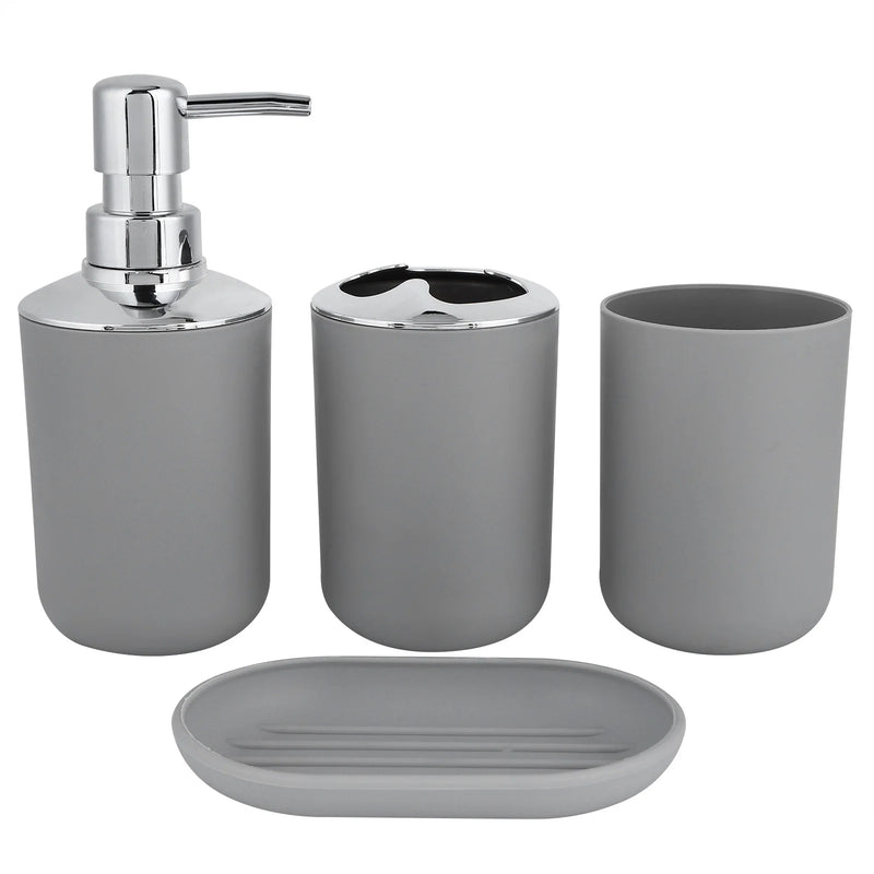 Set Accessoires Salle de Bain Blanc ou Gris, 4 Pièces avec Distributeur