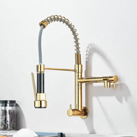 Robinet Cuisine Mural Eau Froide à Ressort Double Bec, 4 Finitions