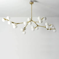 Lustre Suspension Cuisine Branches et Globes de Verre, Doré ou Noir