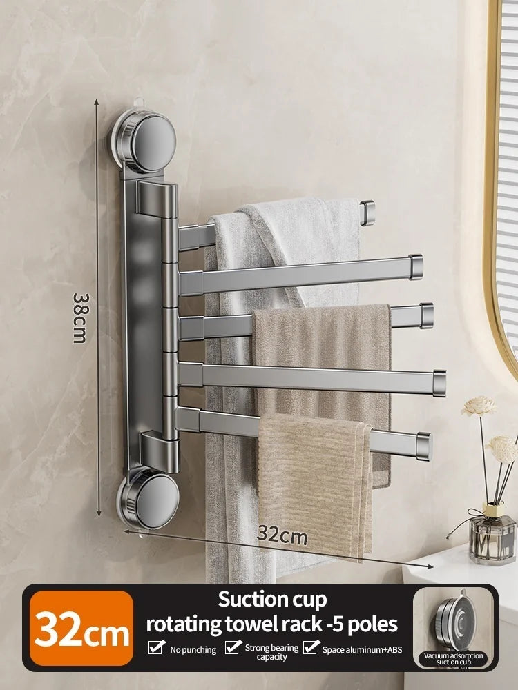 Porte-Serviette Rotatif Ventouse Pliable Aluminium