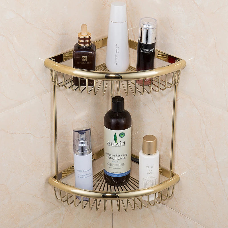 Accessoires Salle de Bain Doré à Cristal avec Gobelets Blancs, à la Pièce, 12 Articles