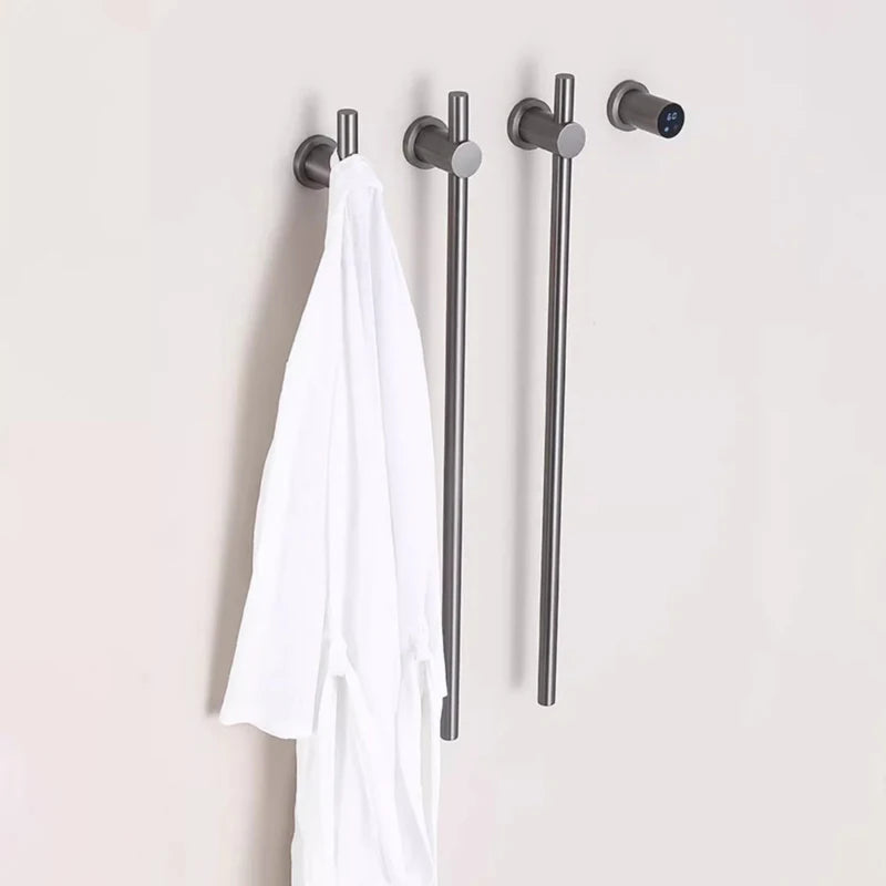 Sèche-Serviette Électrique Mural Vertical à Barres Rondes Inox 80 cm