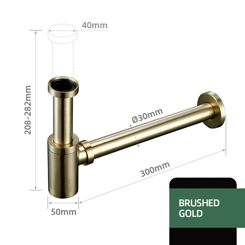 Siphon de Lavabo Laiton Mural Réglable 20,8 à 28,2 cm, 6 Finitions