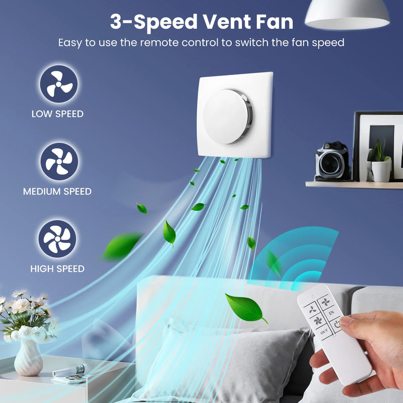 Aérateur Salle de Bain 100 mm Réversible avec Télécommande Blanc