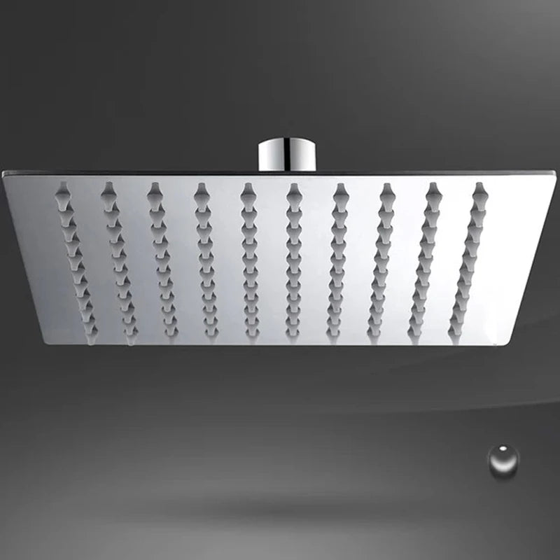 Pommeau de Douche Pluie Carré Inox Ultra-Mince, 15, 20, 25 ou 30 cm