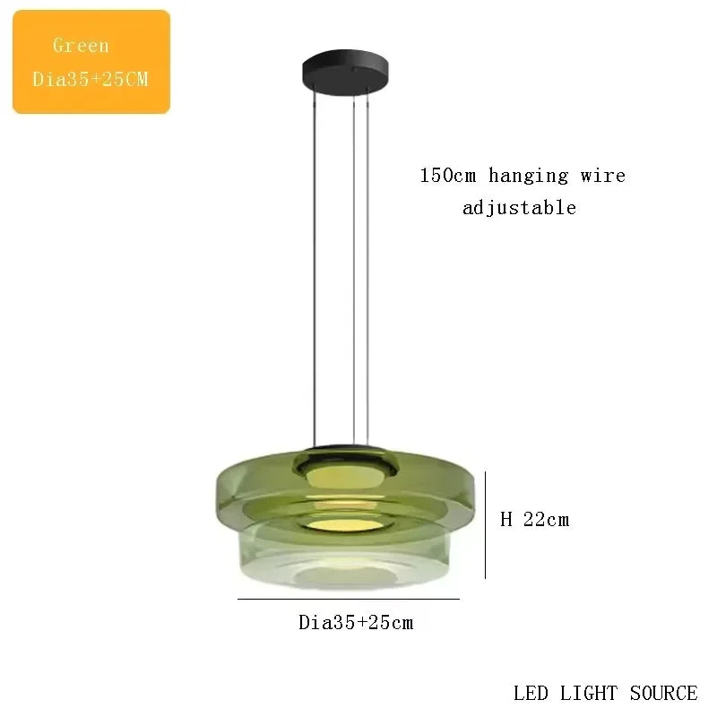 Suspension Cuisine Verre Étagé Vert, Ambre ou Gris, 1 à 3 Niveaux