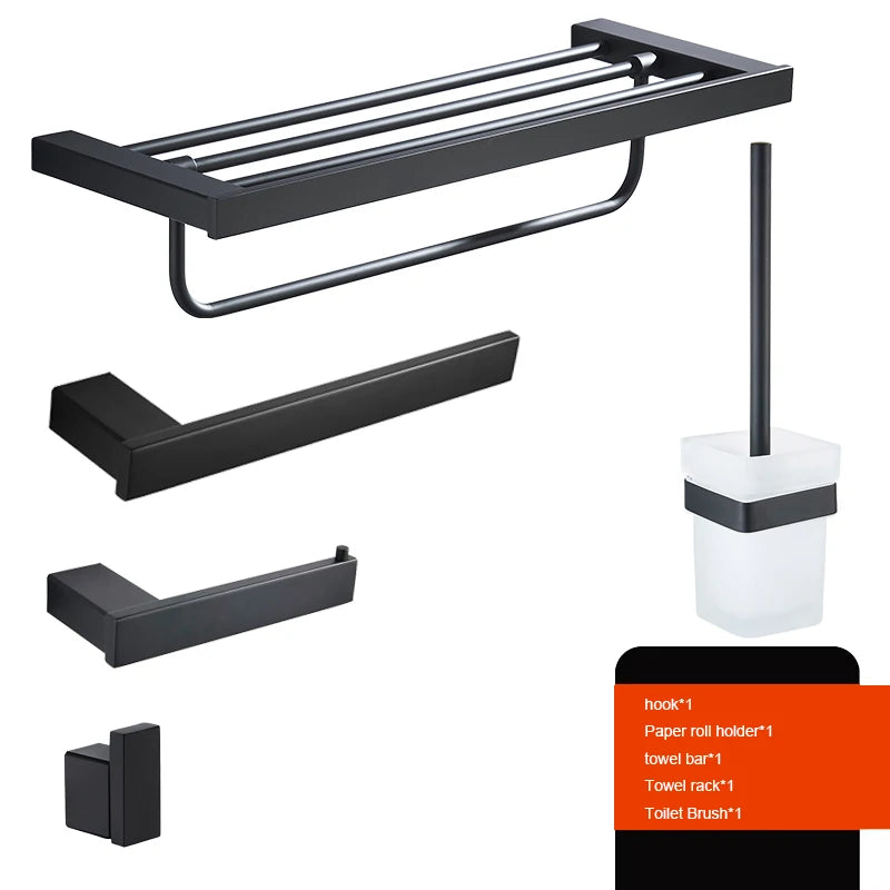 Accessoires Salle de Bain Noir Mat à la Pièce ou en Ensemble