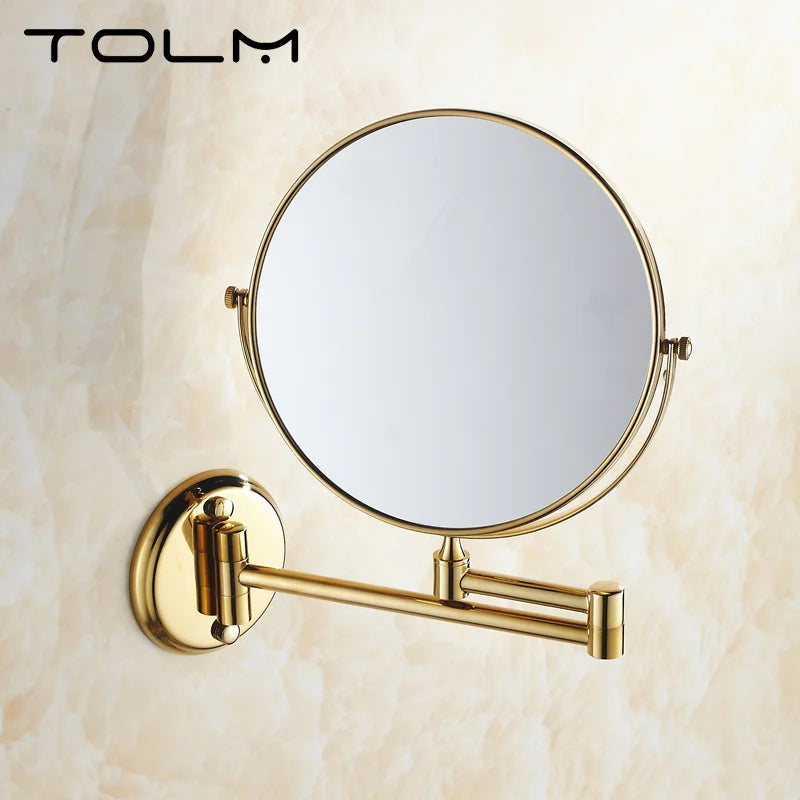 Miroir Grossissant Mural Double Face Doré Extensible