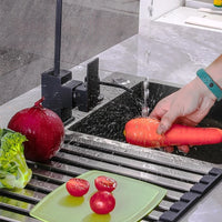 Égouttoir à Vaisselle Enroulable Inox 304 sur Évier, 35 à 55 cm