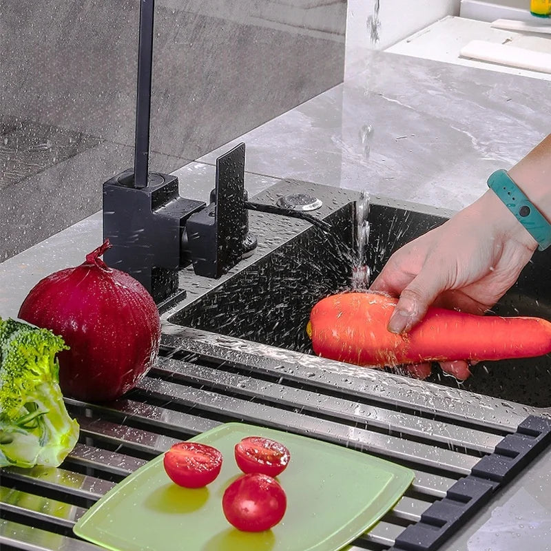 Égouttoir à Vaisselle Enroulable Inox 304 sur Évier, 35 à 55 cm