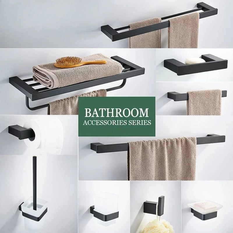Accessoires Salle de Bain Noir Mat à la Pièce ou en Ensemble