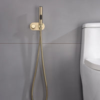Douchette WC Murale Laiton, Mitigeur Eau Chaude et Froide, Flexible 1,5 m