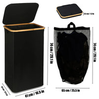 Panier à Linge Pliable 100 L Couvercle et Sac Amovible