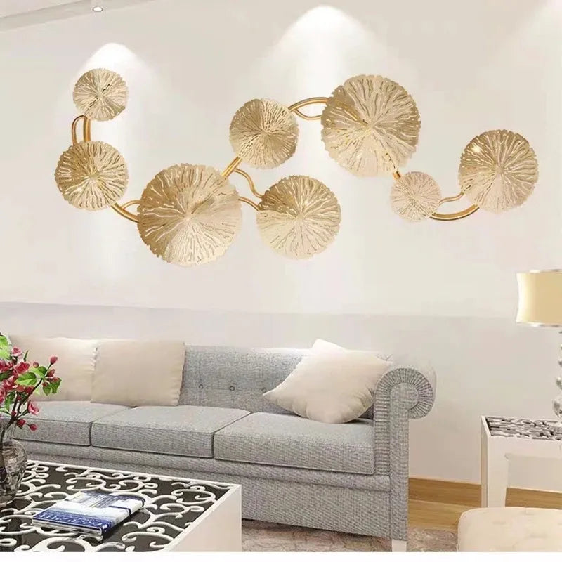 Applique Murale Feuilles de Lotus Doré Rétro, 4 à 8 Lumières G4