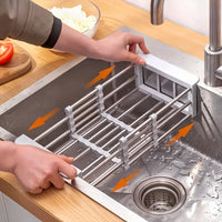 Égouttoir Inox Extensible pour Évier de 28 à 46,5 cm, Petit ou Grand Format