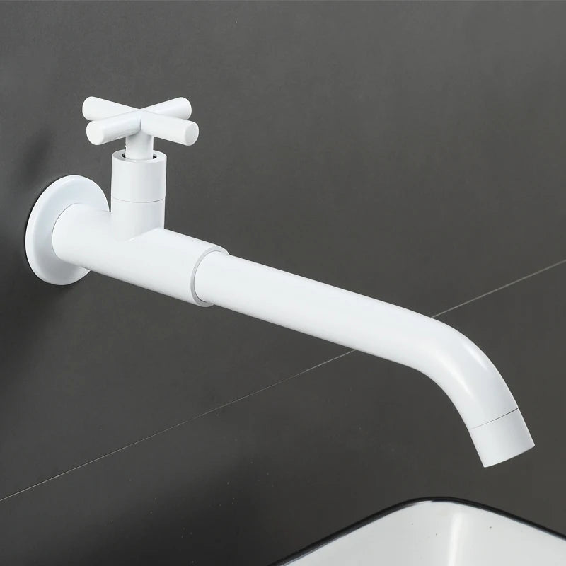 Robinet Lave-Main Mural Eau Froide, Bec Long 28 cm, Laiton