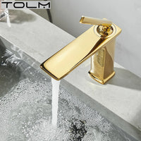 Mitigeur Lavabo Monotrou Chromé en Laiton, Bec Plat, Flexibles 50 cm