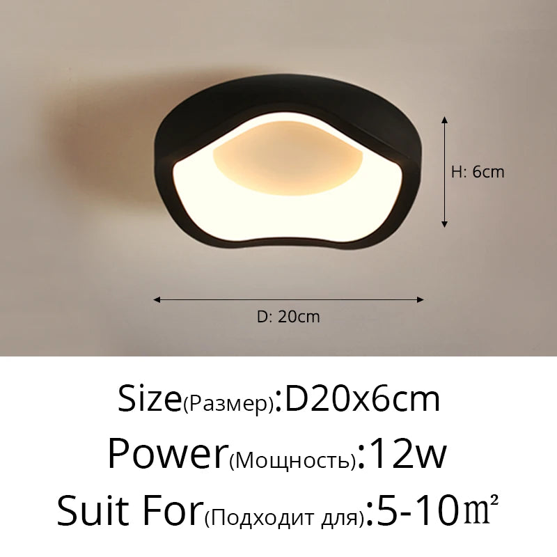 Plafonnier LED Cuisine Forme Organique Noir Blanc