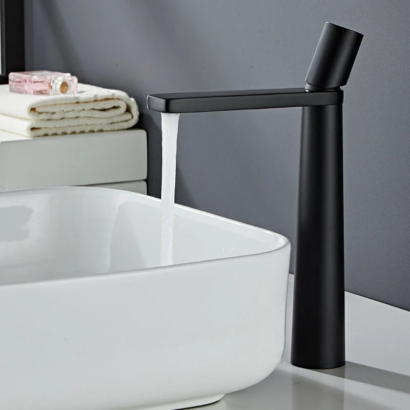 Mitigeur Lavabo Monotrou Blanc, Noir ou Chromé, Modèle Haut ou Bas