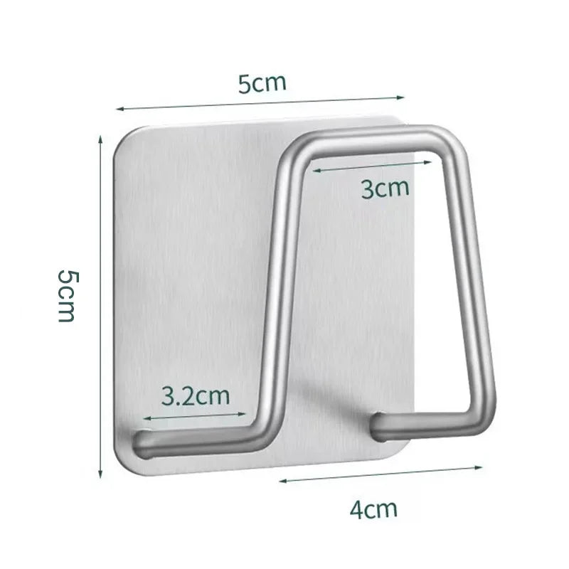 Porte-Éponge Adhésif Inox Noir, Blanc ou Argent, 1 à 5 Pièces, 5 x 5 cm