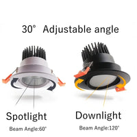 Spot LED Encastrable Cuisine Orientable COB, Blanc, Argent ou Noir, 5 à 12 W