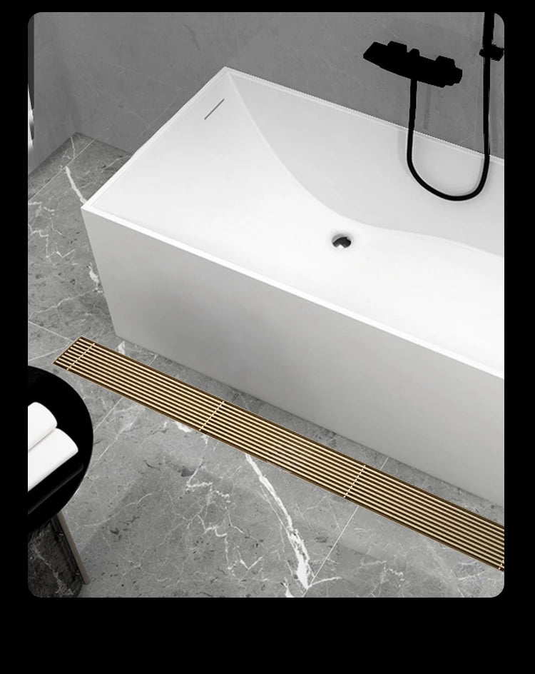 Caniveau de Douche Doré Inox 304, 20 à 60 cm de Long