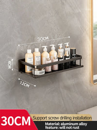 Étagère Murale Salle de Bain Aluminium Noir ou Gris 30-50 cm